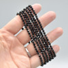 Natural Black Tourmaline Semi-Precious FACETED Round Gemstone Crystal Bracelet, Sample Strand - 4mm  - 1 Count - 7.5 inches