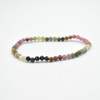 Natural Multi-Colour Tourmaline Semi-Precious FACETED Round Gemstone Crystal Bracelet, Sample Strand - 4mm  - 1 Count - 7.5 inches