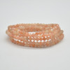 Natural Sunstone Semi-Precious FACETED Round Gemstone Crystal Bracelet, Sample Strand - 4mm  - 1 Count - 7.5 inches