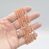 Natural Sunstone Semi-Precious FACETED Round Gemstone Crystal Bracelet, Sample Strand - 4mm  - 1 Count - 7.5 inches