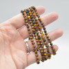 Natural Tiger Eye Semi-Precious FACETED Round Gemstone Crystal Bracelet, Sample Strand - 4mm  - 1 Count - 7.5 inches