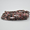 Natural Black Line Rhodonite Semi-Precious Round Gemstone Crystal Bracelet, Sample Strand - 4mm  - 1 Count - 7 - 7.5 inches