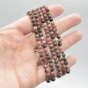 Natural Black Line Rhodonite Semi-Precious Round Gemstone Crystal Bracelet, Sample Strand - 4mm  - 1 Count - 7 - 7.5 inches