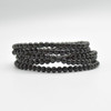 Natural Black Obsidian Semi-Precious Round Gemstone Crystal Bracelet, Sample Strand - 4mm  - 1 Count - 7 - 7.5 inches