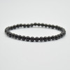 Natural Black Tourmaline Semi-Precious Round Gemstone Crystal Bracelet, Sample Strand - 4mm  - 1 Count - 7 - 7.5 inches