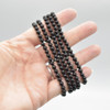 Natural Black Tourmaline Semi-Precious Round Gemstone Crystal Bracelet, Sample Strand - 4mm  - 1 Count - 7 - 7.5 inches