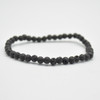 Natural Black Lava Semi-Precious Round Gemstone Crystal Bracelet, Sample Strand - 4mm  - 1 Count - 7 - 7.5 inches