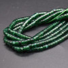 Dark Green Agate Semi-precious Gemstone Flat Heishi Rondelle / Disc Beads - 4mm x 2mm - 15'' Strand