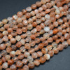 Natural Sunstone Semi-precious Gemstone Round Pebble Nugget Beads - 6mm - 8mm - 15'' Strand