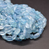 Natural Grade A+ Aquamarine Semi-precious Gemstone Pebble Tumbledstone Nugget Beads - 6mm - 8mm - 15'' Strand