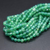 Green Agate Semi-precious Gemstone Faceted Round Beads - 4mm - 15 Strand