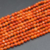 Red Agate Semi-precious Gemstone FACETED Round Beads - 3mm - 15'' Strand