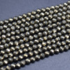 Natural Pyrite Semi-precious Gemstone FACETED Round Beads - 3mm - 15'' Strand