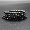 Natural Greenland Nuummite Semi-precious Gemstone Round Bead Bracelet - 6mm, 8mm Sizes - 7.5 inches