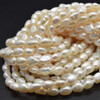 Natural Freshwater Baroque Nugget Pearl Beads - White - 7mm - 9mm x 5mm - 6mm - 14'' Strand
