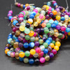 Grade B Multi-colour Banded Agate Semi-precious Gemstone Round Beads - 4mm, 6mm, 8mm, 10mm sizes - 15'' strand