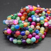 Grade B Multi-colour Banded Agate Semi-precious Gemstone Round Beads - 4mm, 6mm, 8mm, 10mm sizes - 15'' strand