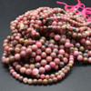 Natural Brazilian Rhodonite Semi-precious Gemstone Round Beads - 6mm, 8mm, 10mm sizes - 15'' Strand