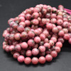 Natural Brazilian Rhodonite Semi-precious Gemstone Round Beads - 6mm, 8mm, 10mm sizes - 15'' Strand