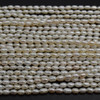 Natural Freshwater Rice Pearl Beads - White - approx 4mm - 5mm x 3mm - approx 14'' Strand