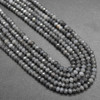 Natural Dark Grey Quartz Gemstone FACETED Rondelle Spacer Beads - 3mm x 2mm - 15'' Strand