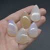 Natural Large Rainbow Moonstone Semi-precious Teardrop Gemstone Cabochons  - 1 Count  - 4 Weight  Options