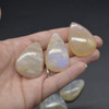 Natural Large Rainbow Moonstone Semi-precious Teardrop Gemstone Cabochons  - 1 Count  - 4 Weight  Options