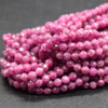 Natural Ruby Semi-precious Gemstone FACETED Round Beads - 3mm - 15'' Strand