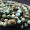 Large Hole (2mm) Beads - Natural African Turquoise Semi-precious Gemstone Round Beads - 8mm - 15'' Strand