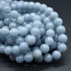 Large Hole (2mm) Beads - Natural Angelite Semi-precious Gemstone Round Beads - 8mm - 15'' Strand