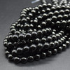 Large Hole (2mm) Beads - Natural Black Tourmaline Semi-precious Gemstone Round Beads - 8mm - 15'' strand