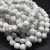 Large Hole (2mm) Beads - Natural White Howlite Semi-precious Gemstone Round Beads - 8mm - 15'' strand