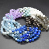 Natural Mixed Colours (Blues & Purples) Semi-Precious Gemstone Round Beads - 8mm - 15'' Strand