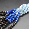 Natural Mixed Colours (Blues & Purples) Semi-Precious Gemstone Round Beads - 8mm - 15'' Strand