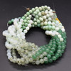 Natural Mixed Green Colours Semi-Precious Gemstone Round Beads - 8mm - 15'' Strand