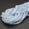 Aquamarine Semi-precious Gemstone FACETED Round Beads - 3.5mm - 3.8mm - 15'' Strand