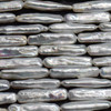 Natural White Freshwater Biwa Stick Souffle Pearl Beads - Iridescent Rainbow Hue - 22mm - 26mm x 4mm - 15'' Strand