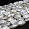 Natural Rectangular Keshi Pearl Nugget Beads - Rainbow Iridescent Hue - 14mm - 15mm  x 10mm - 11mm - 15'' Strand