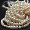 Grade B Natural Freshwater Round Potato Nugget Pearl Beads - Off White - 6mm - 8mm, 8mm - 9mm - 14" Strand