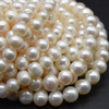 Natural Freshwater Round Potato Nugget Pearl Beads - White - 7mm - 8mm, 8mm - 9mm - 14'' strand
