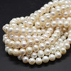 Natural Freshwater Round Potato Nugget Pearl Beads - White - 7mm - 8mm, 8mm - 9mm - 14'' strand