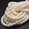 Natural Freshwater Round Potato Nugget Pearl Beads - White - 7mm - 8mm, 8mm - 9mm - 14'' strand