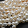 High Quality Natural Freshwater Round Potato Nugget Pearl Beads - White - 8mm - 15'' Strand