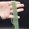 Natural Green Rutilated Quartz Semi-Precious Gemstone FACETED Rondelle Spacer Beads - 4mm x 3mm - 15'' Strand