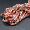 Natural Red Lazasine (Andesine-Red Labradorite) FACETED Gemstone CUBE Beads - 4mm - 15'' Strand