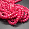 Dark Pink Jade (Dyed) Semi-Precious Gemstone FACETED Rondelle Spacer Beads - 6mm x 4mm - 15'' Strand