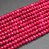 Dark Pink Jade (Dyed) Semi-Precious Gemstone FACETED Rondelle Spacer Beads - 6mm x 4mm - 15'' Strand