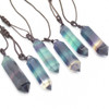 Rainbow Fluorite Semi-precious Gemstone Double Terminated Point Pendant - 1 Count - 4cm - 5cm