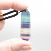 Rainbow Fluorite Semi-precious Gemstone Double Terminated Point Pendant - 1 Count - 4cm - 5cm