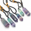 Rainbow Fluorite Semi-precious Gemstone Double Terminated Point Pendant - 1 Count - 2.8cm - 4cm